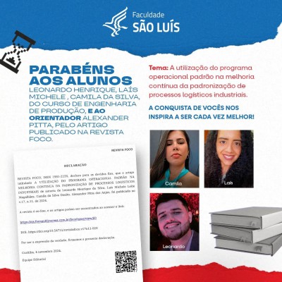 Mais um artigo publicado pelos alunos do curso de Engenharia de Produção!